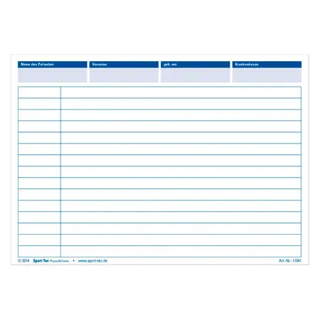 Insert cards with diagnostical documentation for index cards, 100 pieces, DIN A5 landscape
