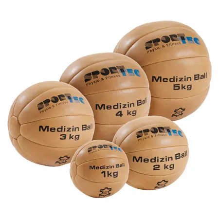 Leather medicine ball set 6 pcs, 1-5 kg incl. stand