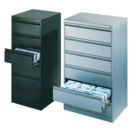 Filing cabinet with 6 drawers, light gray, with two lanes
