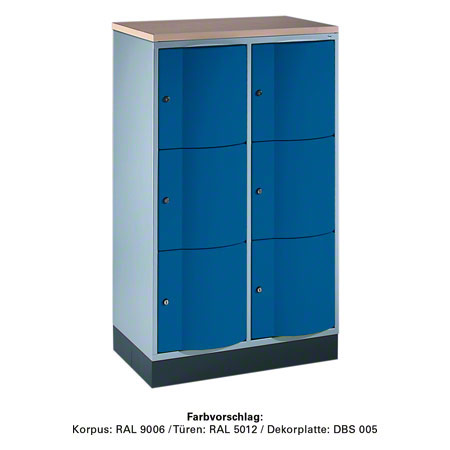 Locker with 6 compartments, HxWxD 125x77x54 cm