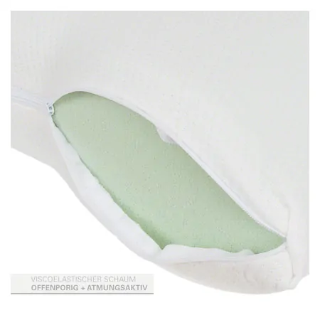 Viscoline travel pillow, rectangular shape incl. Bag, white, LxWxH 34x35x13 cm