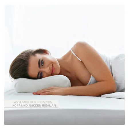 Viscoline travel pillow, anatomical shape incl. Bag, white, LxWxH 34x33x13 cm