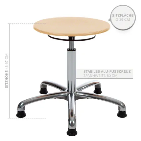 Swivel stool exclusive with wooden seat and glides