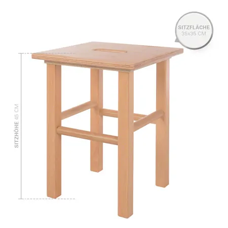 Wooden stool made of hardwood, LxW 35x35 cm