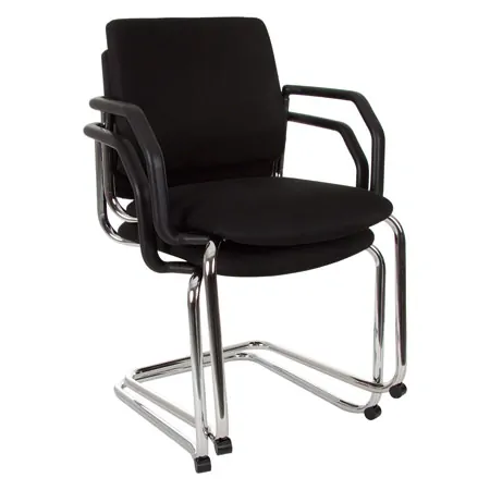 Cantilever chair with cushion and armrest