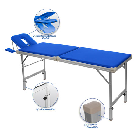 portable massage table Robusta ST, incl. head rest + arm rest, 170/210x65x70-82 cm