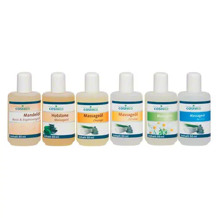 Test set massage oils, 6 bottles of 50 ml