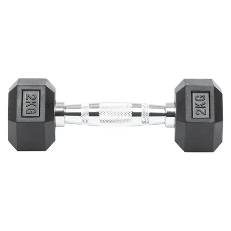 Hex rubber compact dumbbell, 2 kg, piece