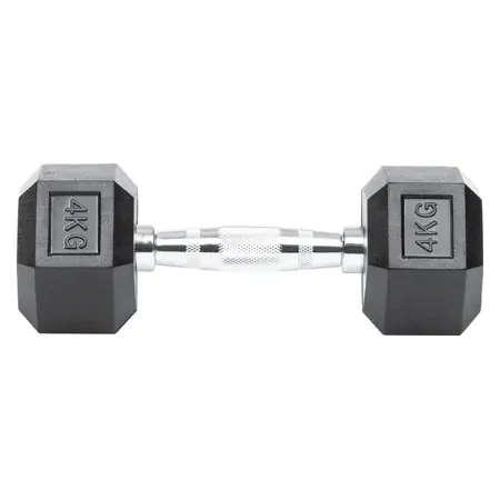 Hex rubber compact dumbbell, 4 kg, piece