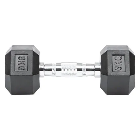 Hex rubber compact dumbbell, 6 kg, piece
