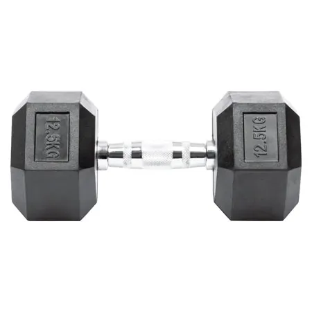 Hex rubber compact dumbbell, 12,5 kg, piece