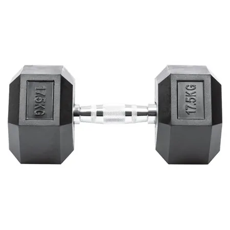 Hex rubber compact dumbbell, 17,5 kg, piece