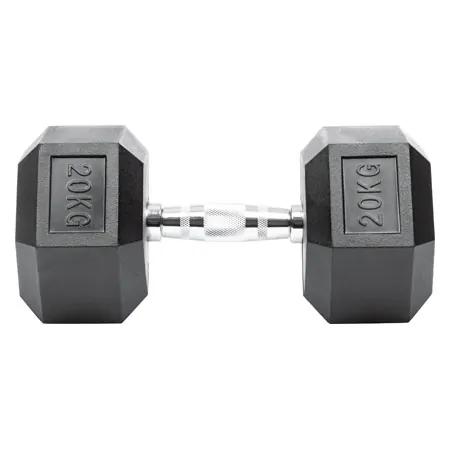 Hex rubber compact dumbbell, 20 kg, piece
