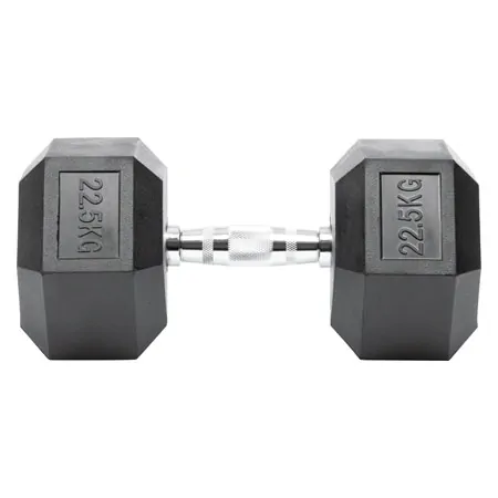 Hex rubber compact dumbbell, 22,5 kg, piece