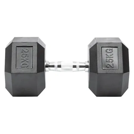 Hex rubber compact dumbbell, 25 kg, piece