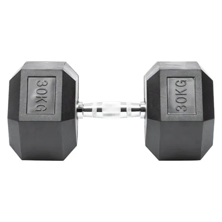 Hex rubber compact dumbbell, 30 kg, piece