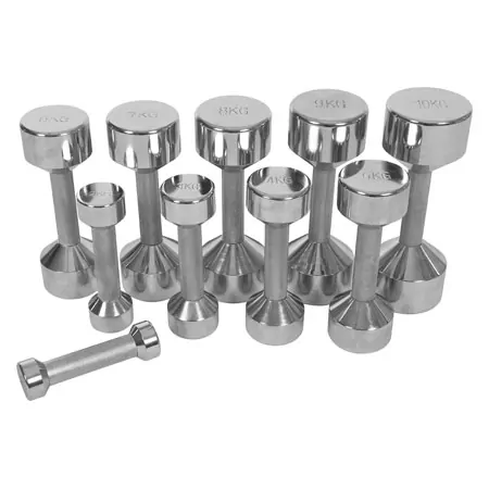 Dumbbell stand set with 10 pairs of chrome dumbbells, 1-10 kg, LxWxH 74x62x128 cm