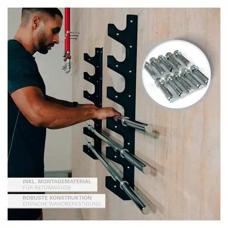 Sport-Tec barbell holder for wall mounting for 6 barbells