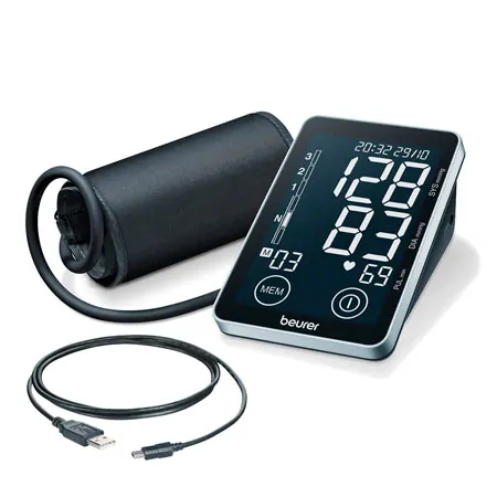 BEURER measuring device set, 2-piece, upper arm blood pressure monitor BM 58 + finger pulse oximeter PO 45
