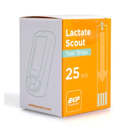 25 test strips in the dispenser box for Lactate Scout Sport