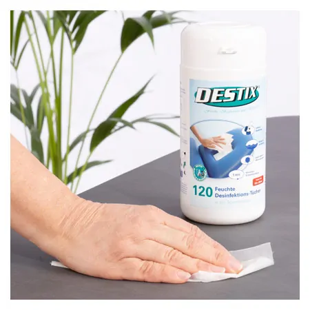 DESTIX disinfectant wipes in dispenser box, 13x20 cm, 120 pieces = 2.6 m