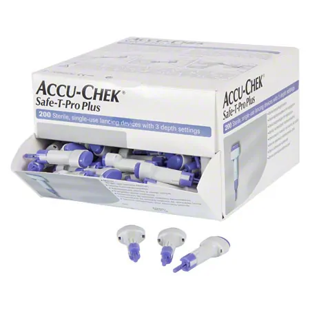 Accu Chek Safe T Pro Plus safety lancets, 200 pieces