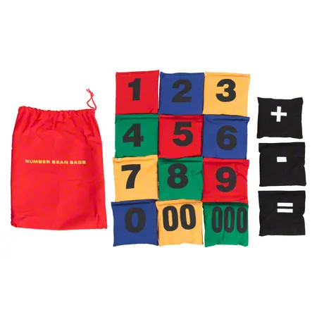 Beanbags with numbers-set, 12x12 cm, 15 pieces.