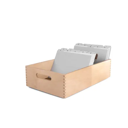 Card index set, 202-pcs., made of wood max. 1500 cards (A5) incl. 200 flashcards & register,