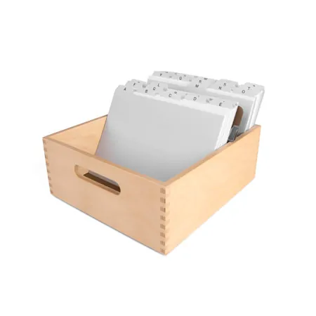 Card index set, 202-pcs., made of wood max. 900 cards (A5) incl. 200 flashcards & register,