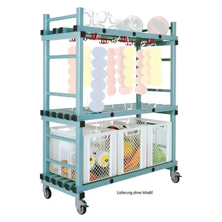 Combined plastic material cart set, 4 pcs., 3 shelves, mobile