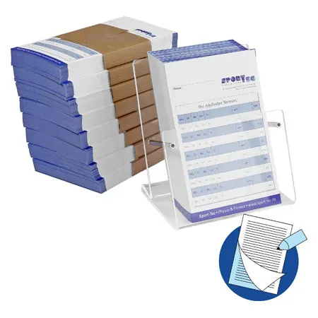 Copy of appointment slip, 10 blocks of 75 sets (1500 sheets), DIN A7, incl. dispensor box