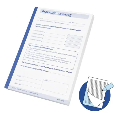 Copy of prevention contract, 1 block of 100 sets (200 sheets), DIN A5
