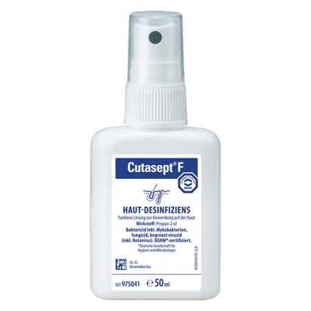 Cutasept med F skin disinfectant, 50 ml over head spray bottle