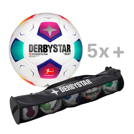 Derbystar soccer ball set, 5x Bundesliga Brillant APS v23, size 5, incl. ball tube