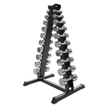 Dumbbell stand set with 10 pairs of chrome dumbbells, 1-10 kg, LxWxH 74x62x128 cm