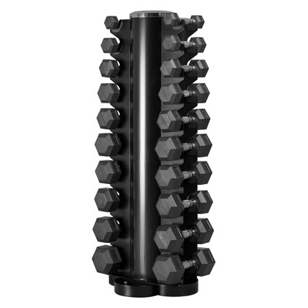Dumbbell tower set with 10 pairs of hex dumbbells 1 10 kg LxWxH 51x51x123 cm