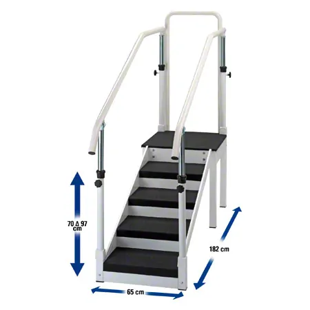 Exercise staircase with adjustable handrail, single design