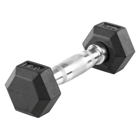 Hex rubber compact dumbbell, 1 kg, piece