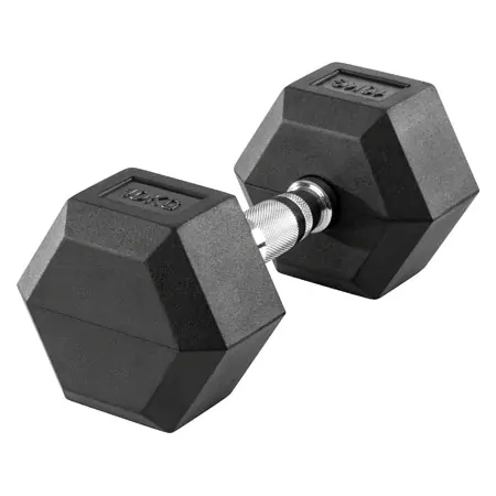 Hex rubber compact dumbbell, 10 kg, piece