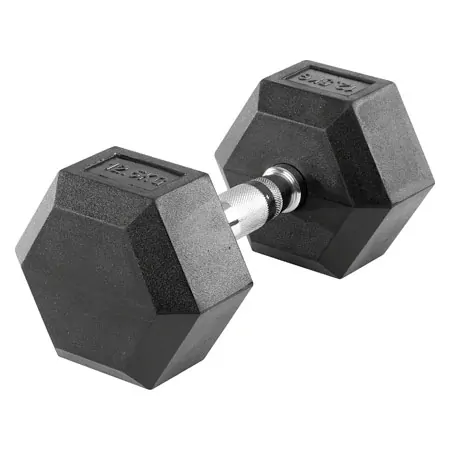 Hex rubber compact dumbbell, 12,5 kg, piece