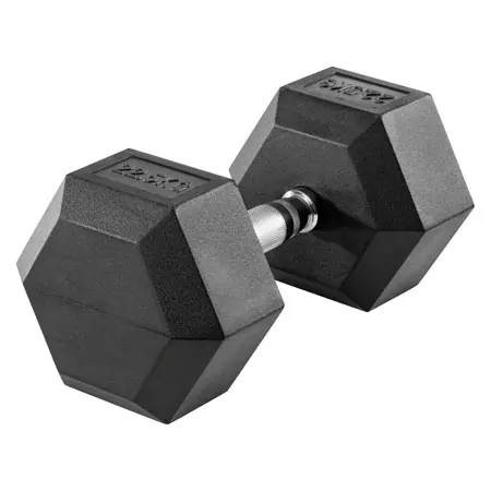 Hex rubber compact dumbbell, 22,5 kg, piece