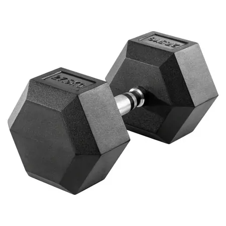 Hex rubber compact dumbbell, 27,5 kg, piece