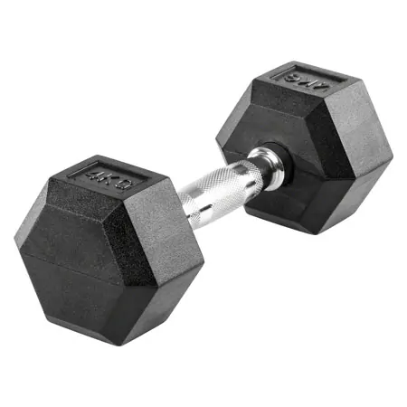 Hex rubber compact dumbbell, 4 kg, piece