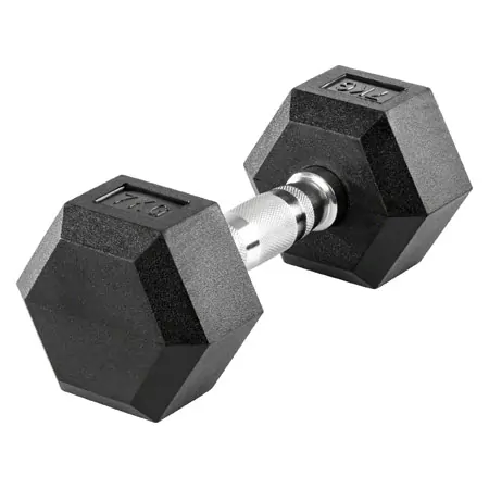 Hex rubber compact dumbbell, 7 kg, piece