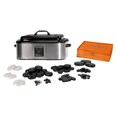Hot Stone Set large incl. heating appliance and 68 stones, 70-pcs.