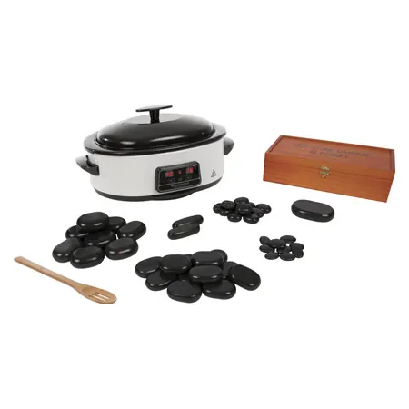 Hot Stone Set small incl. heating unit and 41 stones, 47-pcs.