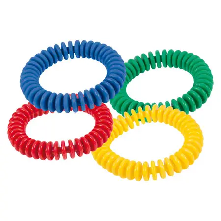 Lamellar ring made of PVC,  16 cm, Set of 4: once blue, green, red, yellow