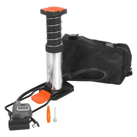 Mini foot pump with digital Manometer incl. saddlebag