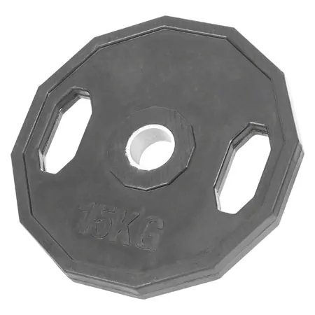 Olympia weight plate with rubber cover and handle,  5 cm, 15 kg, one piece