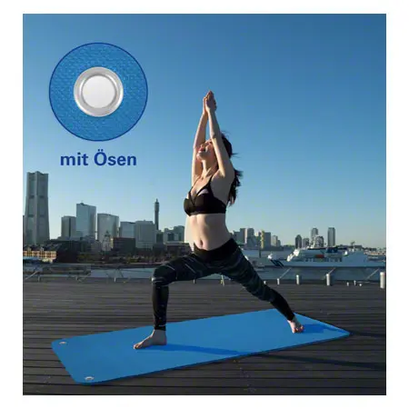 Pilates and yoga mat incl. eyelets, LxWxH 180x60x0.6 cm, blue